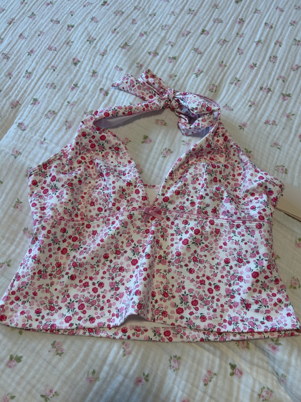 Athletic floral halter top